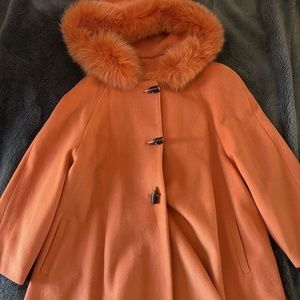 Vintage Daniel Elise Paris Fox Fur Wool Blend Coat